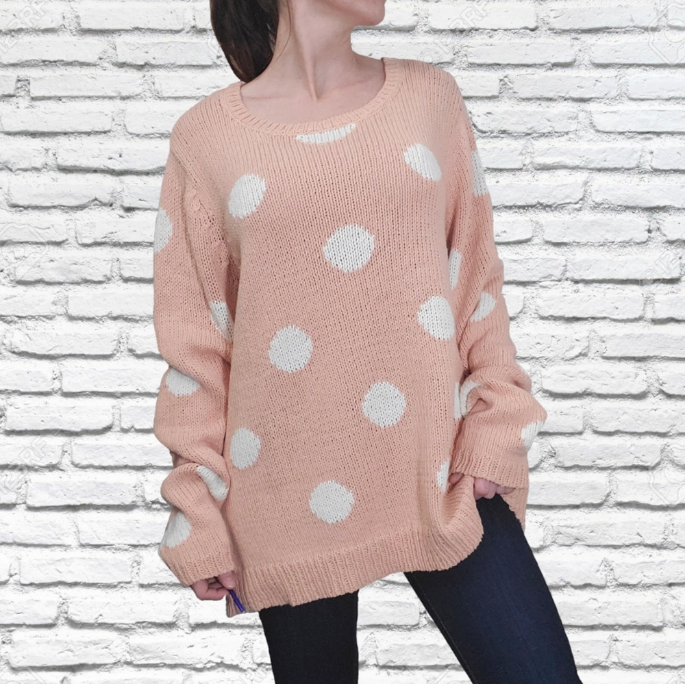 Garnet Hill polka dot knit chunky sweater